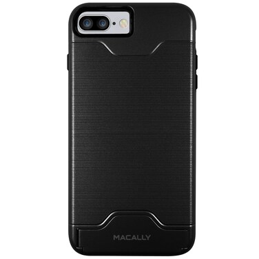 iPhone 7 Plus Kickstand Case, Macally Dual Layer Protective [Black] Case with Soft Flexible Inner Shell and Heavy Duty Outer Shell for Apple iPhone 7+