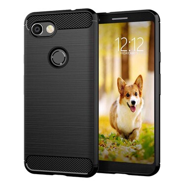 KEEPCA for Google Pixel 3a Slim Case,Thin Soft Flexible TPU Rubber Silicone Anti-Scratch Shockproof Protective Cases Cover for Pixel 3a,Brushed Black