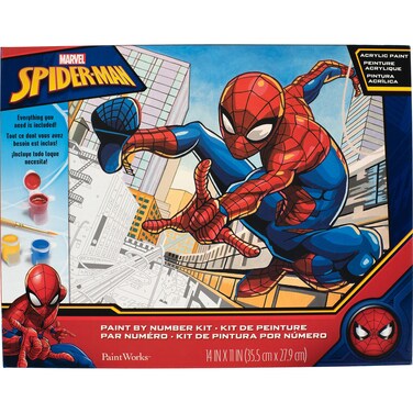Dimensions PaintWorks Marvel Spiderman Paint by Number for Adults and Kids, Finished Project 14" x 11", Multicolor 15 Piece