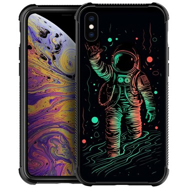CARLOCA Compatible with iPhone XR Case,Line Vector Astronaut Love iPhone XR Cases for Girls Boys,Graphic Design Shockproof Anti-Scratch Hard Back Case for iPhone XR