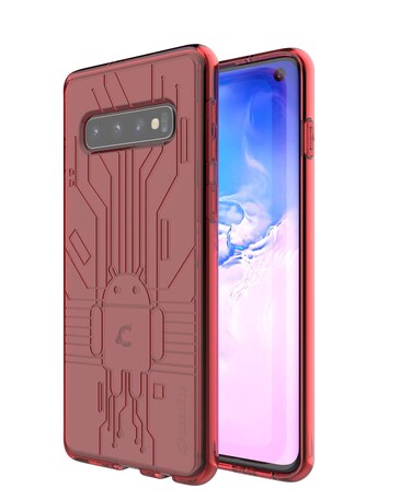 CruzerLite Case Compatible with Cellphone Galaxy S10 Case, Bugdroid Circuit Back Cover Ultra fit Anti-Scratch Shock Absorption Protective Case Compatible with Cellphone Samsung Galaxy S10 (Red)