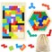 2 Pack Wooden Russian Blocks Puzzle + Hexagon Puzzles for Kids &amp; Adults, Wooden Block Puzzle Intelligence Brain Teasers Toy Logic Game STEM Educational Gift for Children