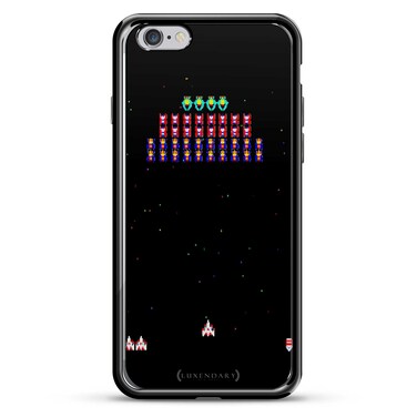 Luxendary LUX-I6PLCRMB-SPARCADE1 Space Arcade Game Design Chrome Series Case in Titanium Black for iPhone 6/6S Plus