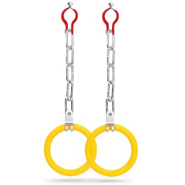 SereneLifeHome 2 Clamping Hoops Gymnastic Bar - Monkey Ring Outdoor Backyard Ninja Line Accessories Set, Durable Ninja Rings, Gymnastic Rings, Ring Bell, Equipment for Kids - ACCSLGYMBAR20