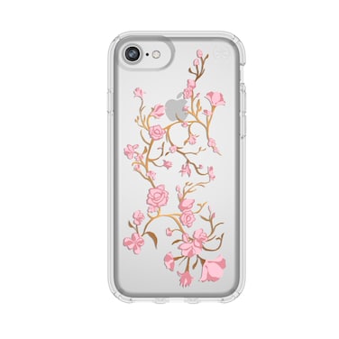 Speck Products iPhone SE (2022)  iPhone SE (2020)  iPhone 8  iPhone 7 Presidio Clear + Print Case, IMPACTIUM 8-Foot Drop Protected iPhone Case that Resists UV Yellowing, Golden Blossoms Pink/Clear