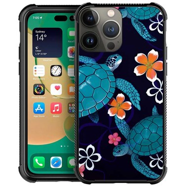 Goodsprout Compatible with iPhone 11 Case Turtle and Flowers Graphic for Girls,Picture Pattern Design Shockproof Anti-Scratch Hard PC Back Case for iPhone 11