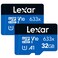 Lexar 32GB (2-Pack) High-Performance 633x micro SD Card w/ SD Adapter, UHS-I, C10, U1, A1, Full-HD &amp; 4K Video, Up To 100MB/s Read, for Smartphones, Tablets, and Action Cameras (LMS0633032G-B2ANU)