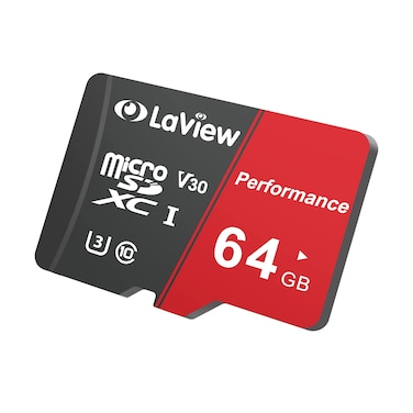 LaView 64GB Micro SD Card, Micro SDXC UHS-I Memory Card &ndash; 95MB/s,633X,U3,C10, Full HD Video V30, A1, FAT32, High Speed Flash TF Card P500 for Computer with Adapter/Phone/Tablet/PC