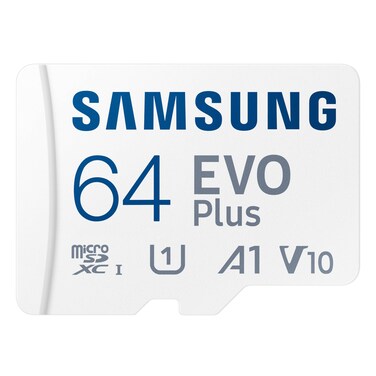 SAMSUNG EVO Plus microSD Memory Card + Adapter, 64GB microSDXC, Speeds Up to 160 MB/s, UHS-I, C10, U1, V10, A1, Upgrade Storage for Phones, Tablets, Gaming Consoles, DSLR Cameras, PCs, MB-MC64SA/AM