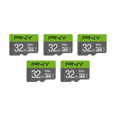 PNY 32GB Elite Class 10 U1 microSDHC Flash Memory Card - 100MB/s, Class 10, U1, Full HD, UHS-I, Micro SD, 5 Count (Pack of 1)