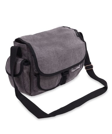 Everest Luggage Canvas Messenger, Charcoal, Charcoal, One Size