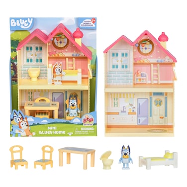Bluey Mini Home Playset   Compact House Playset with Carry Handle   Three Different Rooms   Kitchen, Bedroom and Bathroom   Includes Figure with 5 Play Pieces