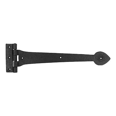 Renovators Supply Manufacturing Gate Hinges 15 in. Black Wrought Iron Spade Tip Strap Hinges for Gates and Doors with Mounting Hardware