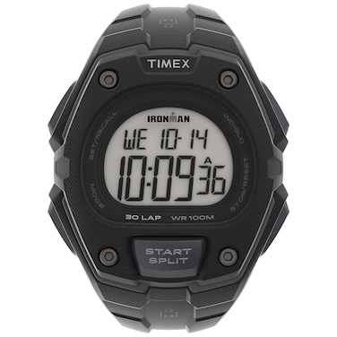 Timex Men's Ironman Triathlon Classic 30 Oversized 45mm Watch &ndash; Black Case &amp; Top Ring with Black Resin Strap