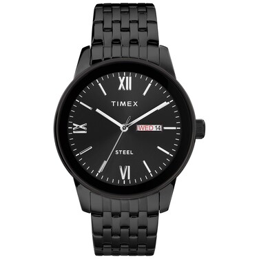 Timex Men's Dress Analog 41mm Stainless Steel Bracelet Watch, Black