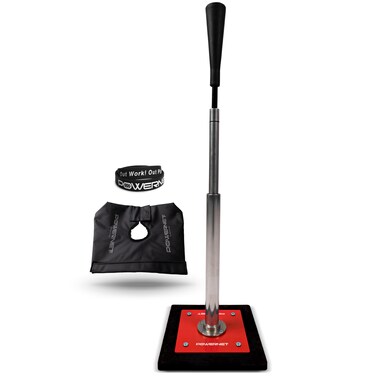 PowerNet Pro Softball Baseball Batting Tee, 25-45 Inch Adjustable Height Tee, Includes Sandbag Pro for Added Stability, Universal Baseball Tees for Hitting Drills
