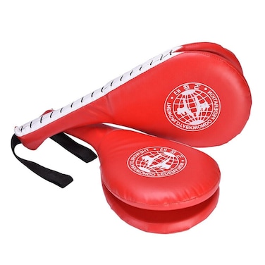 LinaLife 2 Pack red Taekwondo Double Kick Pads Target Karate Kickboxing Muay Thai MMA Striking Target Pads, TKD Sparring Gear Red, 15 x 2.5 x 7.5 in