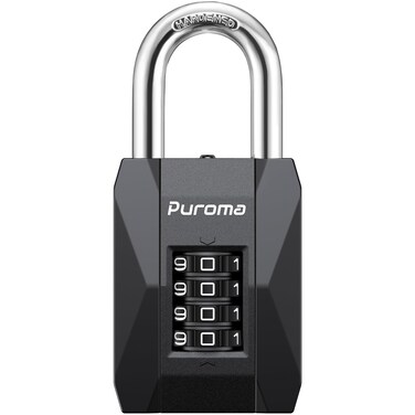 Puroma Gym Locker Lock Combination Lock for Locker, Heavy Duty Weatherproof 4 Digit Resettable Code Padlock Durable for Sports Locker, Fence, Toolbox, Gate, Case, Hasp Storage