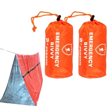 GOGOOD 2 Pack Emergency Survival Tent, Bivy Sack, Lightweight Portable Survival Gear for Outdoor Camping Hiking Keep Warm After Earthquakes, Hurricanes Disasters