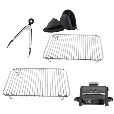 2Pcs Stainless Steel Rack Set for Ninja Woodfire Outdoor Grill,Smoker Grill Rack Accessories,Non-Stick Barbecue Cooking Grill Stand and Operating Tool for Ninja Woodfire Outdoor Grill OG701 OG751