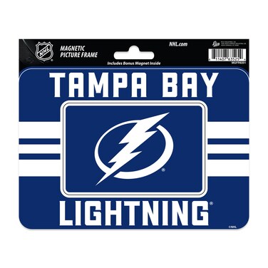 Rico Industries NHL Hockey Tampa Bay Lightning Stripes Magnetic Picture Frame (5"x6.75") &amp; Magnet Combo Set - Home D&eacute;cor - Regrigerator, Office, Kitchen