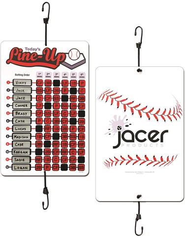 Jacer Products Line Up Board for Baseball Softball   Athlete Tough Aluminum Board   Reliable Hook and Loop Positions That Won't Get Lost   Includes Twelve Name Plates for All Players on The Team