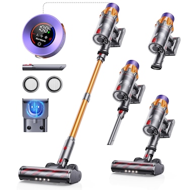 Cordless Vacuum Cleaner, 550W 45KPA 60Mins Cordless Stick Vacuum Cleaner With Touch Screen, Self-Standing,Wall Mount Charging, Handheld Vacuum Cleaners for Home/Pet Hair/Carpets/Hard Floors(X7A)