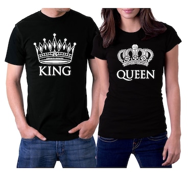 King Queen Shirts Set for Couples Matching T-Shirts Men 3XL / Women XL Black