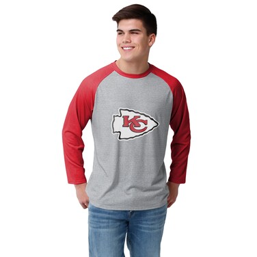 FOCO Kansas City Chiefs NFL Mens Gray Big Logo Raglan - XXL