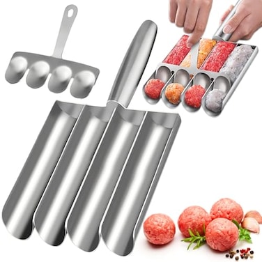 Suuker Meatball Maker, 4-in-1 Meatball Maker Tool, Stainless Steel Meatball Scoop Ball Maker, Meatball Maker for Quick Making Meatballs, Chicken Meatballs