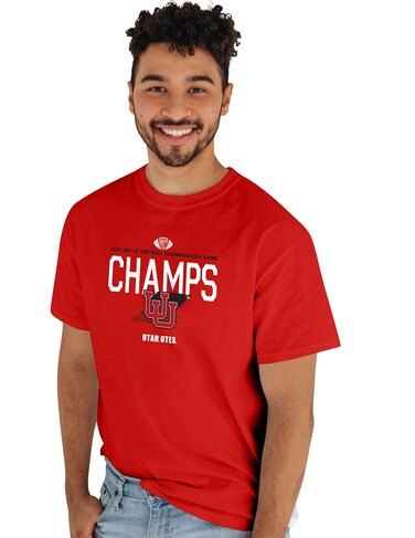 Blue 84 Men's Standard NCAA Officially Licensed Utah Utes Pac-12 Champs T-Shirt Locker Room 2021, Team Color, Medium
