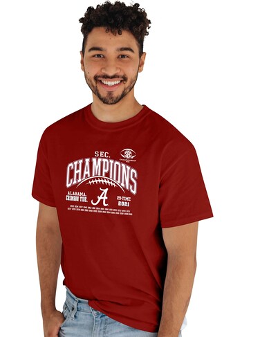 Blue 84 Men's Standard NCAA Officially Licensed Alabama Crimson Tide SEC Champs T-Shirt 2021, Team Color, XX-Large