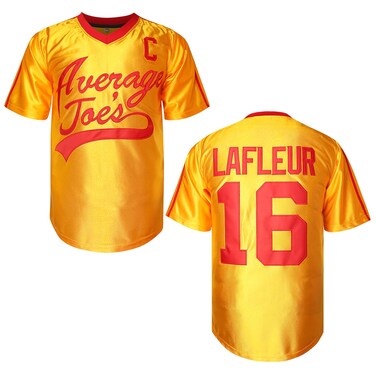Men's #16 Peter Lafleur Average Joes Dodgeball Jersey T-Shirt Dodgeball Movie Peter Lafleur Costume T Shirt (16 Yellow, Large)