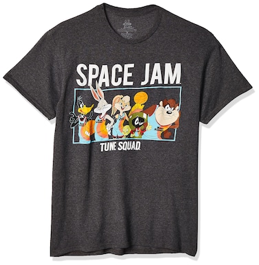 space jam Men's 2: A New Legacy Tune Squad Group Short Sleeve T-Shirt, Charcoal Heather, M