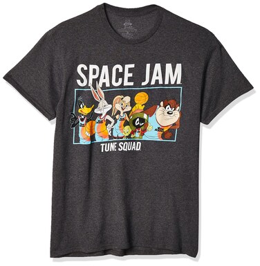 space jam Men's 2: A New Legacy Tune Squad Group Short Sleeve T-Shirt, Charcoal Heather, S