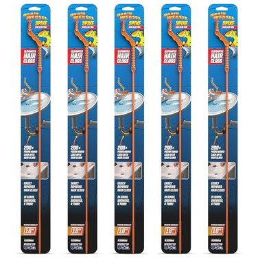 FlexiSnake Drain Weasel Spike Sink Snake Hair Clog Remover Tool, Pipe, Bathroom, Bathtub Drain Cleaner, 18-inch Long, Flexible, Made in the USA, One Piece Design