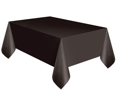 Black Solid Rectangular Plastic Table Cover (54" x 108") 1 Count - Elegant Design &amp; Premium Quality, Ideal For Parties, Events &amp; Everyday Use