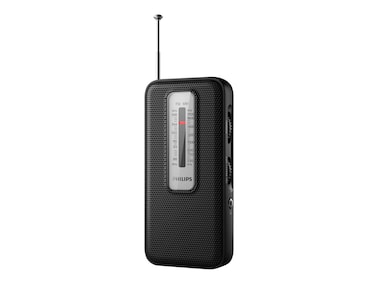 PHILIPS Portable AM FM Radio, Battery Operated, Tuning Light, Excellent Reception Black TAR1506