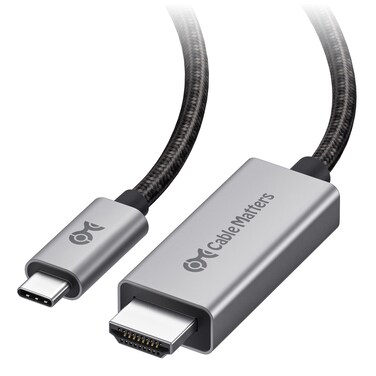 Cable Matters 48Gbps 8K USB C to HDMI 2.1 Cable 6 ft, Support 4K 240Hz and 8K 60Hz HDR - Thunderbolt 3, Thunderbolt 4, USB4 Compatible with iPhone 16/15 - Max Resolution on Any MacBook is 4K 60Hz