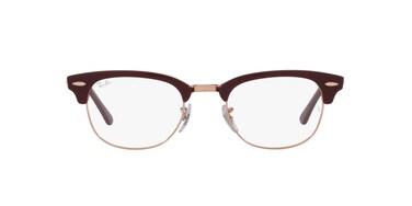Ray-Ban RX5154 Clubmaster Square Prescription Eyewear Frames, Bordeaux on Rose Gold/Demo Lens, 49 mm
