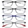 OPULIZE Ice 4 Pack Super Lightweight Reading Glasses Black Blue Grey Womens Mens RRRR61-1137 +2.00