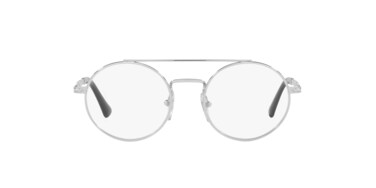 Persol Men's PO2496V Round Prescription Eyewear Frames, Silver/Demo Lens, 50 mm