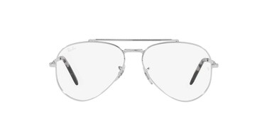 Ray-Ban RX3625V New Aviator Pilot Prescription Eyewear Frames, Silver/Demo Lens, 58 mm