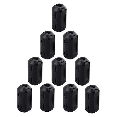 Futheda 10PCS Noise Filter Cable Ring, Snap on Ferrite Ring Core Anti-Interference Bead Choke Ring Cord RFI EMI Noise Suppressor High-Frequency Filter with 5mm Inner Diameter Ferrite Cable Clip Black