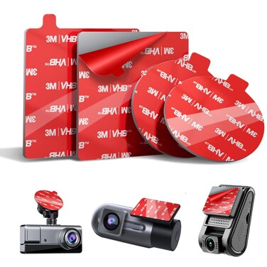 L LENDOUBLE Sticky Adhesive Pad Replacement for Dash Cam Windshield, 3M VHB Heat-Resistant Mounting Tape, 2PCS 72mm (2.83") Square and 2PCS 56mm (2.2") Round Double-Sided Heavy Duty Sticker Tape Glue