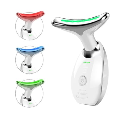 Face Neck Massager, 7 Modes LED Massager for Home Face Sculpting Tool, Facial Massager for Neck, Face.&hellip; (White)