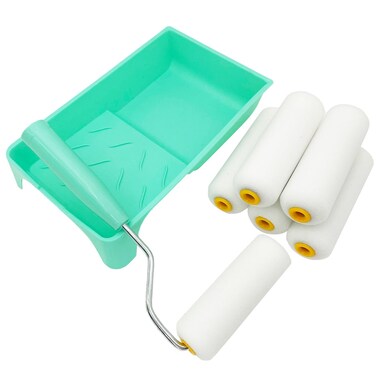 8 Pack Foam Paint Rollers, 4&rdquo; Paint Roller Kit with Tray, Mini High Density Foam Roller Covers, 4 Inch Paint Tray and Frame Set, Small Paint Brush for Painting Walls, Home House Repair