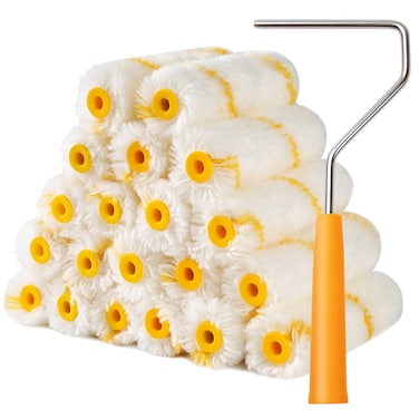 Mister Rui Paint Roller Covers, Pack of 20, Paint Rollers 4 Inch 12mm Nap, Small Paint Roller Covers, with a Paint Roller Frame, Naps for Paint Roller Sleeves, Covers for Wall Painting