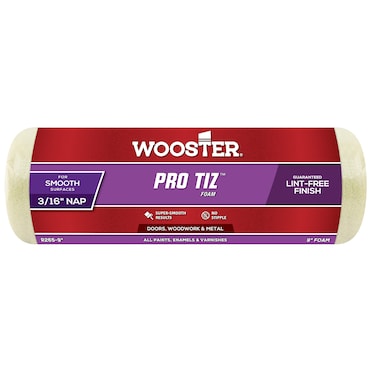 WOOSTER BRUSH R265-9 Pro Tiz Paint Roller, 3/16 in Nap, 9 in L, Foam Cover Phenolic Core, 9 Inch, Yellow