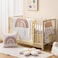 ROBUD 5-Piece Crib Bedding Set for Boy Girls, Nursery Bedding Standard Size with Boho Quilt, Crib Sheet, Crib Skirt, Pillowcase and Diaper Bag (Beige Rainbow)